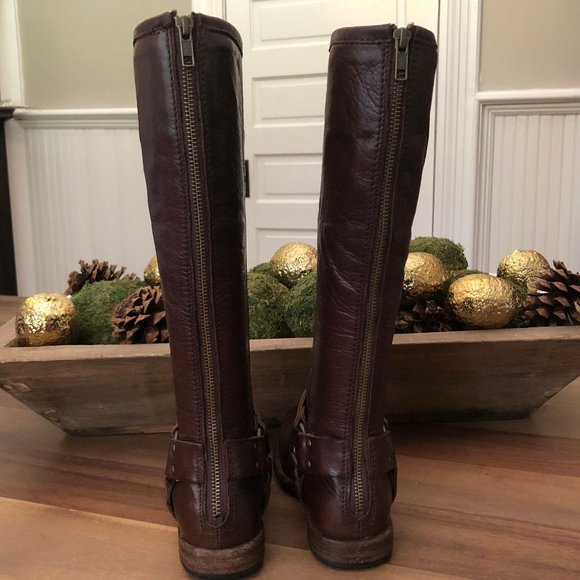 Frye Phillip Harness Tall Washed Leather Rare - Picture 3 of 16